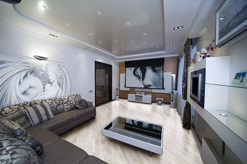 Wohnzimmer mit Spanndecke